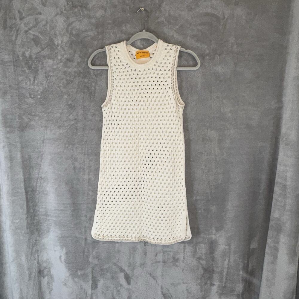Guest In Residence Knitters Open Knit Cotton Tunic Dress Sm Ivory Beach Festival